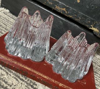 Vintage Mcm Glass Nybro Volcano Votive Candle Holders By Rune Strand 4”
