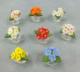 Vintage Czechoslovakia Glass & Lucite Place Card Holders Flower Pot Miniatures