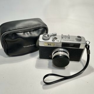 Vintage 1960s Meikai El 35mm Camera W/case Lens Cap Case Made In Japan