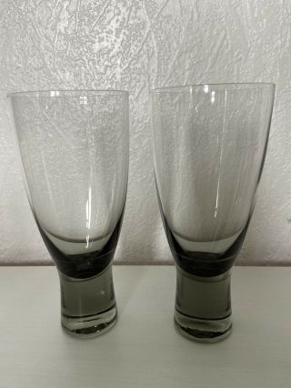 2 X Holmegaard Denmark Canada Per Lutken Grey Water Wine Glasses H 6 1/4”