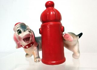 Vintage Dachshund Wiener Dog Peeing On Fire Hydrant Salt & Pepper Shakers
