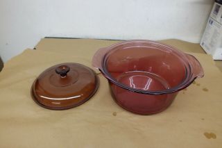 Vision Corning Ware Cookware 3.  5 L Dutch Oven Stock Pot Pyrex Lid Usa Cranberry