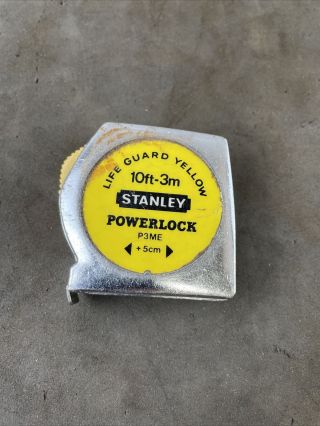 Vintage Stanley Life Guard Yellow 3mtr Powerlock Tape Measure England