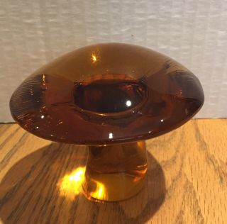 Vintage Viking Glass - Amber Mushroom - Standing Paperweight