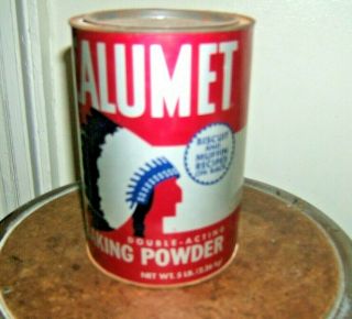 Vintage Calumet 5 Lb Pound Baking Powder Tin Can W/ Embossed Lid