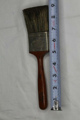 Vintage 2 " X 9 " Brown Horse Hair Bristles Paint Brush Wood Handle The Sargent