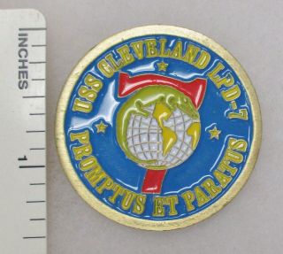 Challenge Coin Us Navy Ship Uss Cleveland Lpd - 7 Vintage
