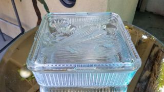 Large 8.  5 " Square Federal Usa Glass Fruit Veggie Refrigerator Leftover W/lid