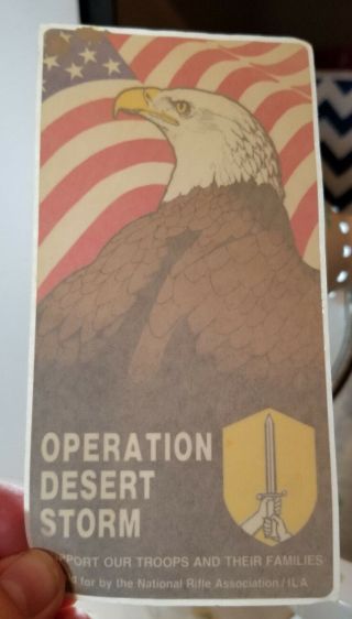 Vintage Operation Desert Storm Nra Support Our Troops Sticker Window Decal