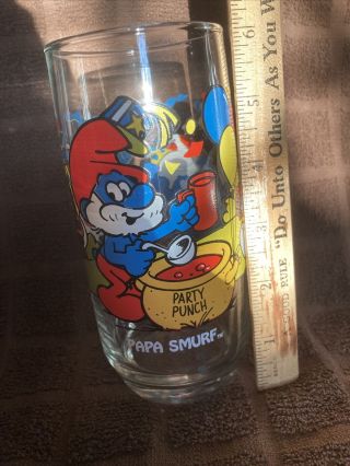 Vintage 1983 Smurf Papa Tumbler Drinking Glass Wallace Berrie & Co.  Peyo Exc