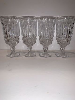 4 Vintage Fostoria Heritage Clear Crystal Iced Tea Goblets 7 - 1/8 "