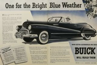 Vintage 1947 Buick Convertible Two Page Ad A1
