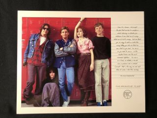 The Breakfast Club Poster Post Card 8 " X 10 " Art Photo Print Vtg 80s Movie