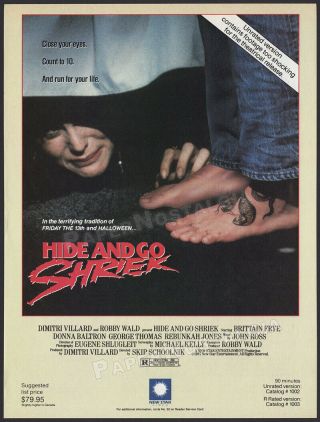 Hide And Go Shriek_original 1988 Print Ad / Advert_bunky Jones_ria Pavia