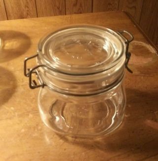 Vintage 1/2 Liter Per Alimenti Glass Square Canister Jar Bail Wire Lid Italy