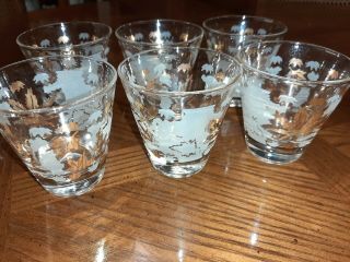 Fred Press Barware Mcm Double Shot Glasses 4 Ounce 2.  75” Gold Leaves Set Of 6
