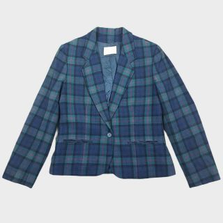 Pendleton Womens Jacket Blazer Vintage 100 Wool Tartan Blue/green Size Uk 8