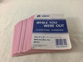 Pink Vintage 12 Phone Message Note Pads Adams Co.  9711,  “while You Were Out”