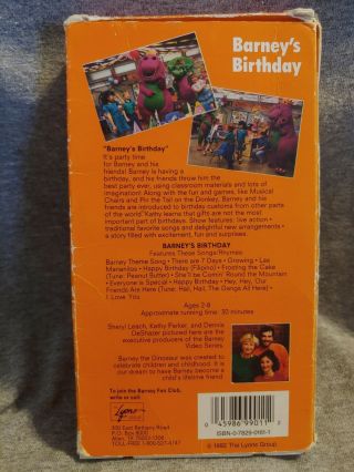 Barney’s Birthday 1992 VHS - RARE First Release Vintage OOP 3