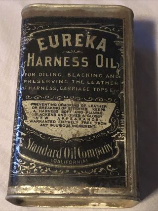Vintage,  Early,  Eureka Harness Oil Empty Quart Can,  Standard Oil Of California