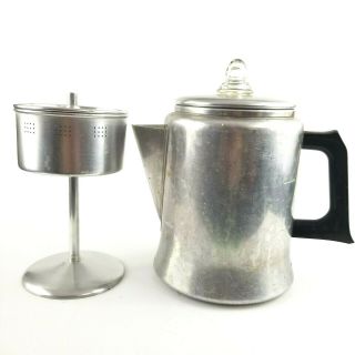 Vintage Kitchen Pride By Mirro Aluminum 7 - Cup Stovetop Camping Pot Percolator