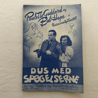 The Ghost Breakers Bob Hope,  Paulette Goddard Vintage 1940 Danish Movie Program