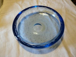 Vintage Whitefriars Large Blue Controlled Bubble Dish