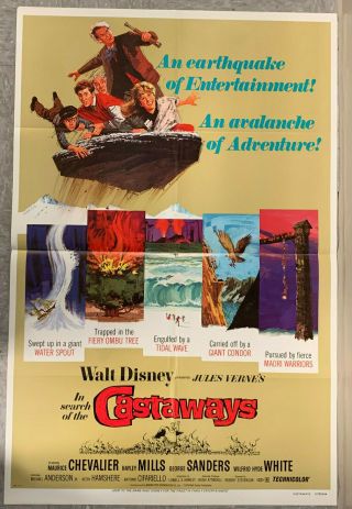 1970 Movie Poster In Search Of The Castaways 27x41 " 1 - Sheet Walt Disney