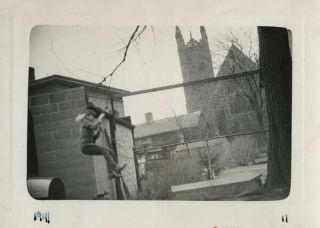 Vintage Photo Woman Mid - Air Swinging On Branch? 1941