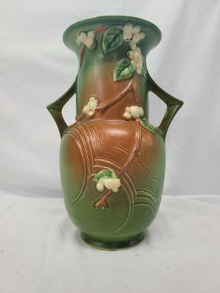 Vintage Roseville Pottery Snowberry Green Vase Iv2 - 10