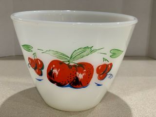 Vtg 1950 Fire King Apples Cherries Small Bowl 5 1/2 " Wide Mcm 3 1/2 Cups
