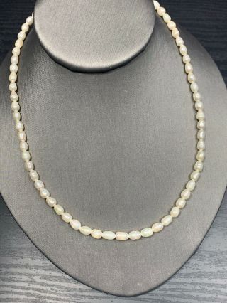 Vintage White Freshwater Pearl Beaded Necklace Beaded Chain 18 Length
