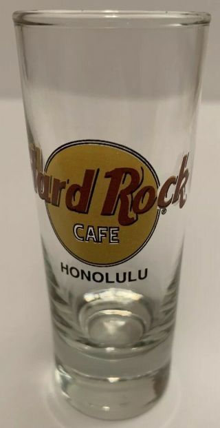 Vintage 4” Hard Rock Cafe Honolulu Collectible Shot Glass Restaurant Shooter