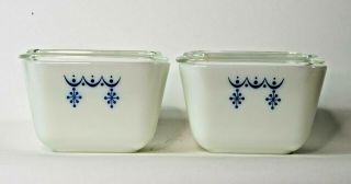 Vintage Pyrex Snowflake Garland Refrigerator Small Dishes With Lids