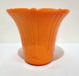Vintage Akro Agate Glass Art Deco Vase Orange Slag - 5 1/2 " Tall Mcm
