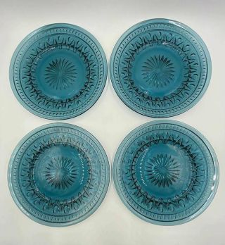 Indiana Glass / Colony Four (4) Blue Park Lane Luncheon Plates