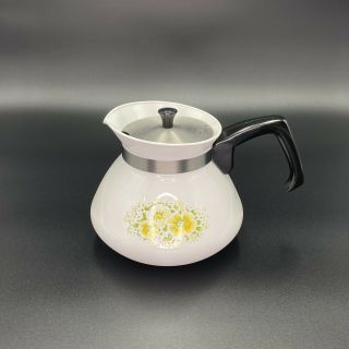 Vintage Corning Ware Tea Pot 6 Cup P104 April Yellow Flowers P - 104