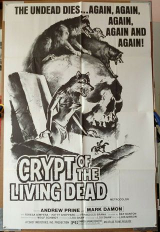 Crypt Of The Living Dead - 1973 Vintage Horror Movie Poster - Wild Werewoman