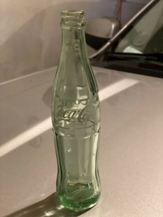 Rare Vintage Coca - Cola 10 Oz Green Glass Return For Deposit Bottle Greenville