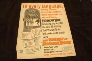 House Of Wax 3d Warner Bros.  1953 Ad Vincent Price & The Charge Of Feather River