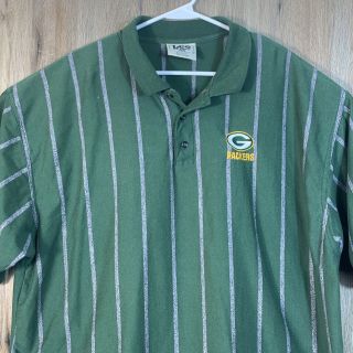 Vintage 90s Green Bay Packers Lee Sport Polo Shirt Vertical Stripes Men ' s XXL 3