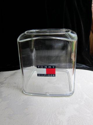 Vintage Tommy Hilfiger Colorblock Logo Tissue Box Holder Clear Acrylic