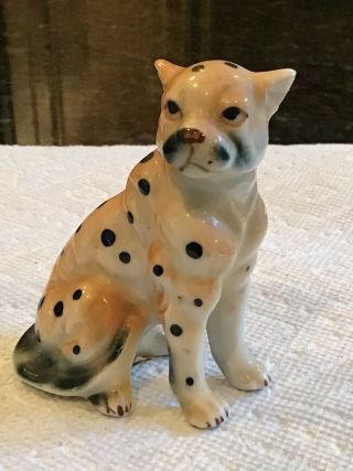 Vintage Ucgc Spotted Leopard Cheetah Hand Painted Porcelain Ceramic Figurine