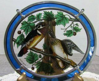 Vintage Glassmasters Audubon Ducks Leaded Stained Glass Suncatcher 1979