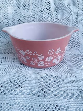 Vintage Pyrex Pink Gooseberry Small Casserole Dish Bowl 473 1 Qt Usa (no Lid)