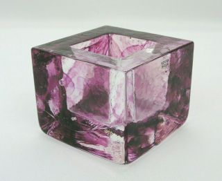 Kosta Boda Purple Art Glass Brick Crystal Votive Candle Holder Anna Ehrner