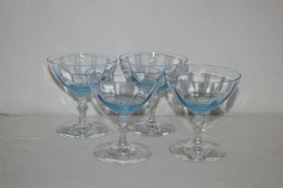Set Of 4 Fostoria Fairfax Azure Blue Glass 4 - 1/4 " Low Sherbet/champagne Goblets