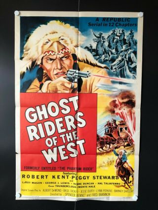 Ghost Riders Of The West (r1954) - One Sheet Movie Poster 27 " X 41 " Ex,  /nm
