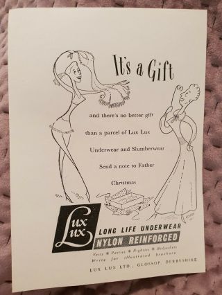 Lux Lux Long Life Underwear - Vintage Advertisement