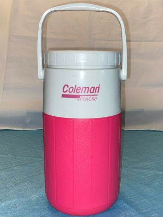 Vintage Coleman Polylite 1/2 Gallon Pink Water Cooler Jug - Pour Spout & Handle